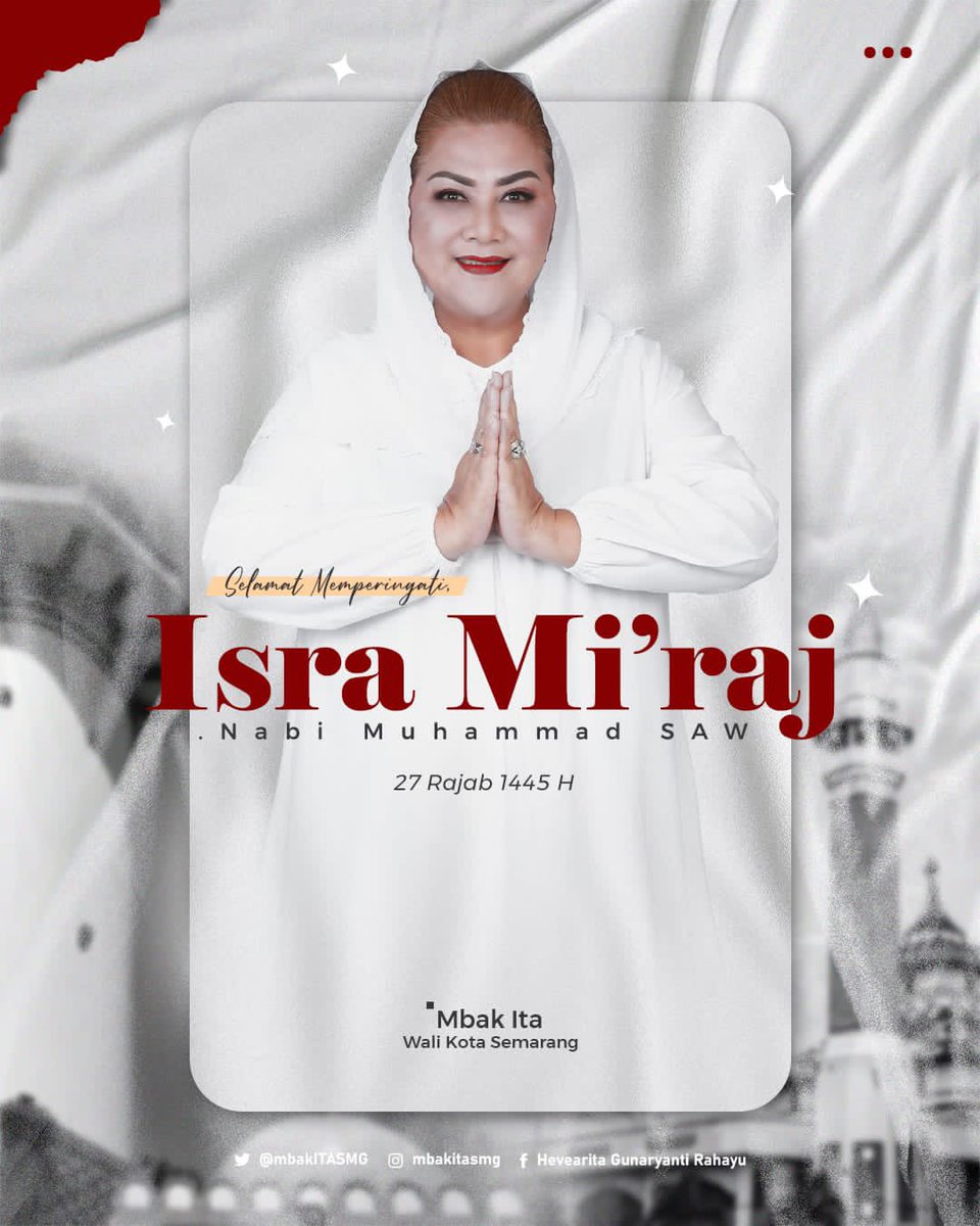 Selamat memperingati Isra Mi’raj Nabi Muhammad SAW 27 Rajab 1445 Hijriah

Semoga kita mendapatkan kesempurnaan iman dan Islam di dalam kehidupan. Aamiin YRA 🤲🏻🤲🏻