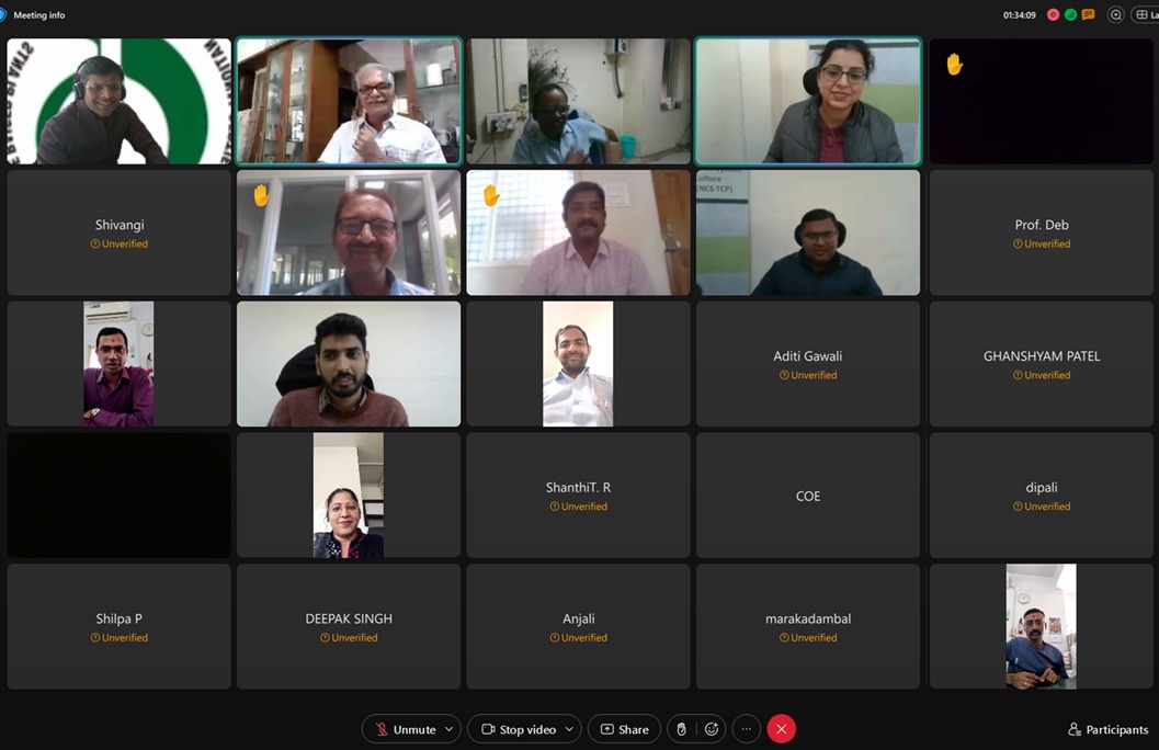 DBT-NCSTCP Management Cell organized webinar featuring Dr. Yuvrajsinh K. Vala,Head,Tissue Culture Lab Kutch Crop Services Pvt Ltd,Gujarat,discussing'Date Palm Tissue Culture Reserving Native Kutchi:THE KALPVRIKSH'.Event offers a platform for sharing knowledge,Tech & Innovations