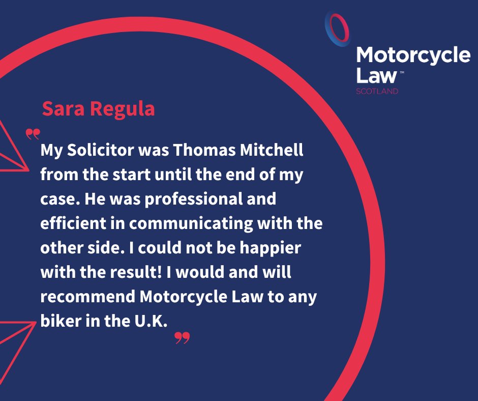 Sara was injured in Glasgow when a taxi suddenly pulled out from Police Station into her path and collided with her. We were pleased to be able to successfully represent her and obtain a good settlement. #Motorcyclist #NegligentMotorist #TakeAnotherLook #WeRideToo #Specialists