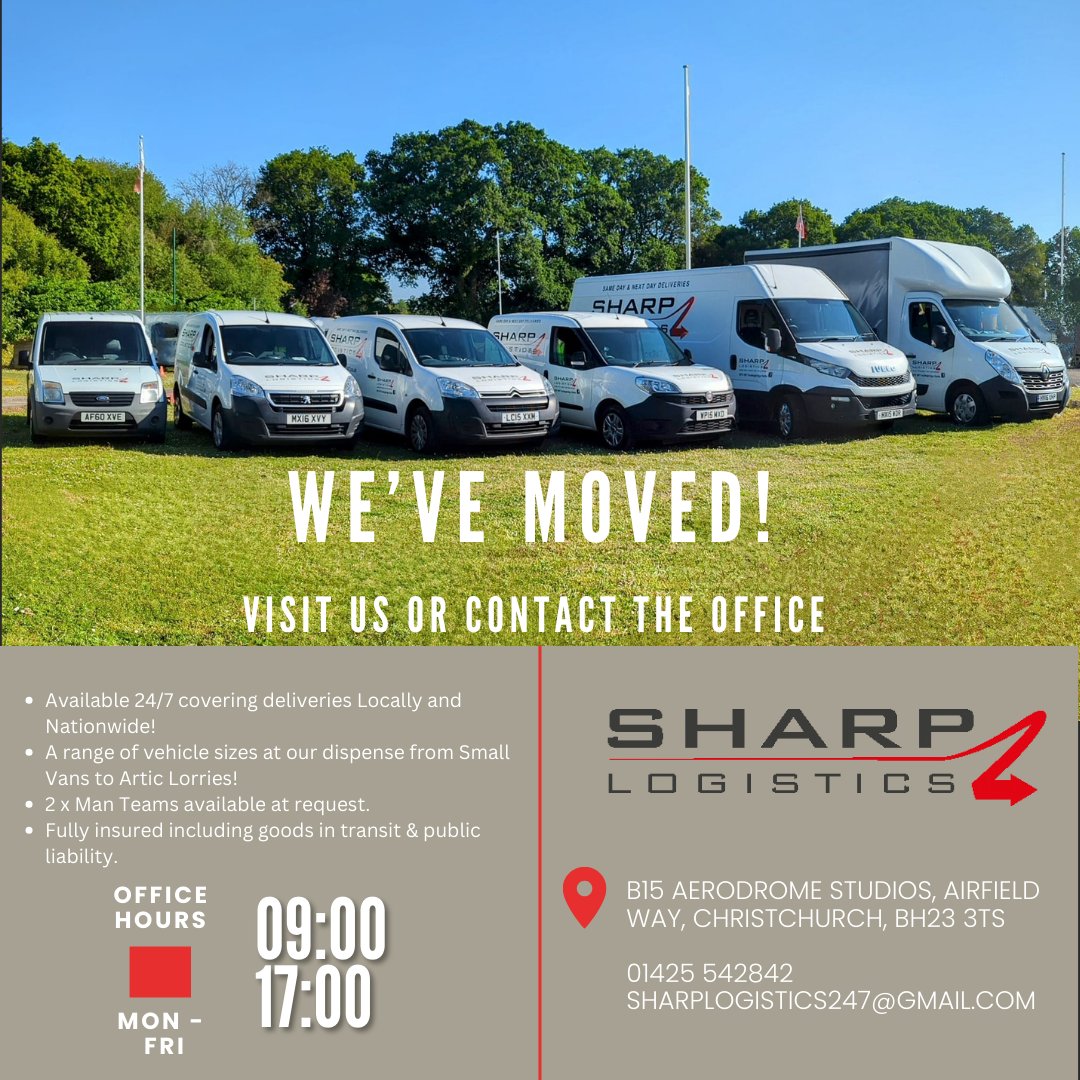 LogisticsSharp's tweet image. New office from Monday, come visit us or contact the office and lets how we can assist you or your business. 😀🚛

#deliverydriver #courier #NextdayDelivery #Nationwide #logistics #dorsetbusiness #hampshirebusiness #bournemouth #poole #christchurch