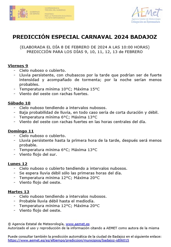 @AEMET_Esp indica que el domingo será menos probable que exista lluvia por la tarde. 

Así que no tengamos miedo y tiremos para delante. 

@FalcapBadajoz @BarreraGragera @SoyWhiteHouse