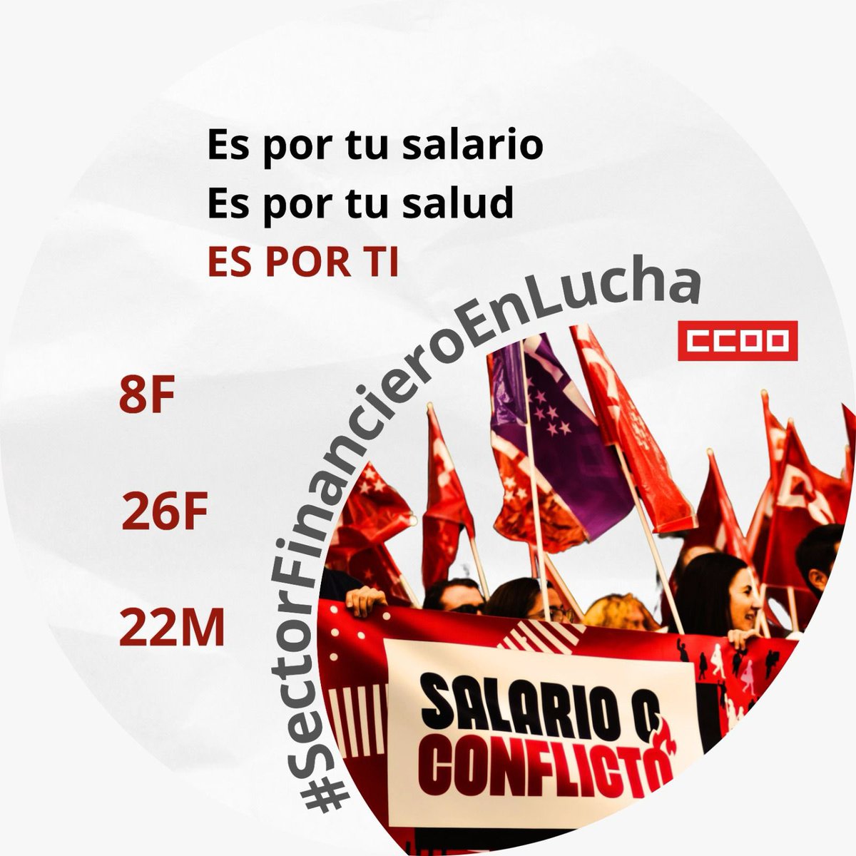 CCOOcabk_Dani's tweet photo. Por tu salario
Por tu salud
Por ti 
@CCOOCaixaBank y
#SectorFinancieroEnLucha  💪🏾💥
#SalariosJustos 
#SalariooConflicto 

POR LA DEFENSA DE TUS DERECHOS
👇🏽👇🏽
#8F #ALasCalles8Feb en #Madrid 
#26F #Paro nacional del sector de 2h
#22M #Huelga del sector https://t.co/qp2GBQHudJ