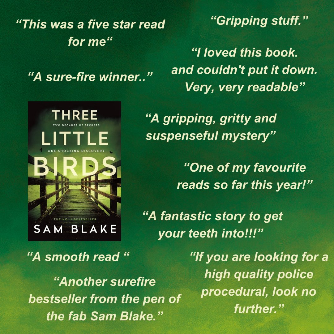 I am blown away with the feedback that #ThreeLittleBirds is receiving TY to all who have read & reviewed and told your friends (please don't stop!) about Carla Steele and her forensic facial reconstruction skills. Reviews are *so* important 🙏❤️ samblakebooks.com/books/three-li…