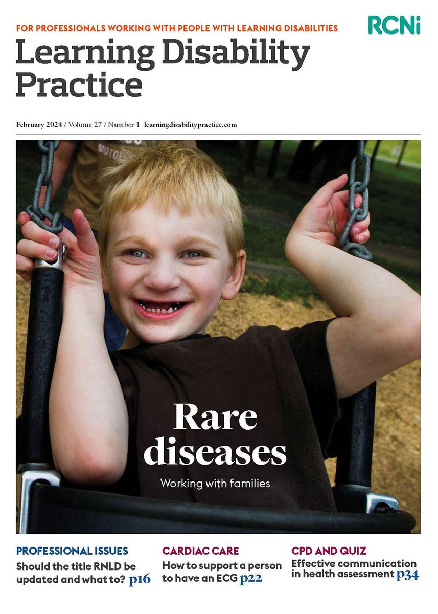 Chris Walker (@rcni_christine) on Twitter photo The February issue of the digital journal Learning Disability Practice is out now. It features <a href="/JonathanBeebee/">Jonathan Beebee RNLD</a> on why it might be time to change the title RNLD, how to support a person to have an ECG, plus a #CPD and quiz on #communication and assessment.
journals.rcni.com/toc/ldp/27/1 The February issue of the digital journal Learning Disability Practice is out now. It features <a href="/JonathanBeebee/">Jonathan Beebee RNLD</a> on why it might be time to change the title RNLD, how to support a person to have an ECG, plus a #CPD and quiz on #communication and assessment.
journals.rcni.com/toc/ldp/27/1
