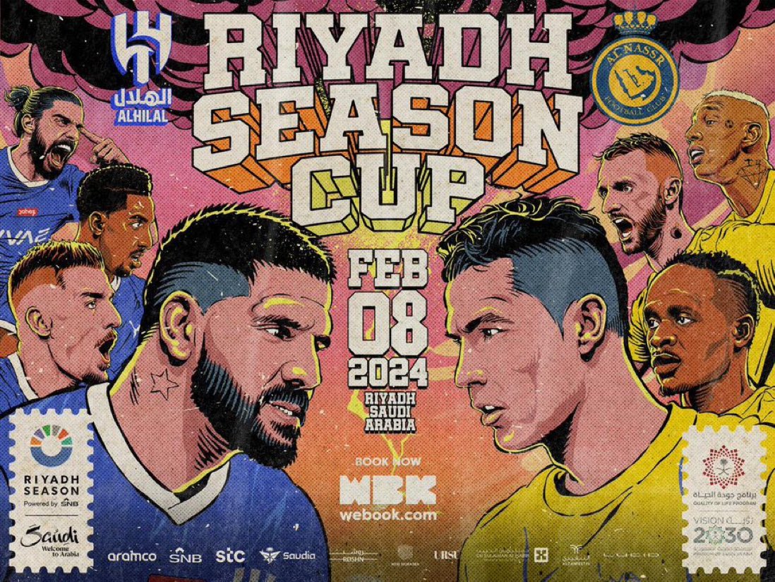 FOX_NASS's tweet photo. مباراة الـيـوم | #MatchDay

🏆 - كأس موسم الرياض
⚽️ - #النصر Vs الهلال
📆 - الخميس &amp; 8 فبراير
⏰ - 9:00 م 🕋
🏟 - كينغدوم أرينا
📺 - قنوات SSC 
🎙️ - علي الكعبي

#النصر_الهلال https://t.co/tFNsEkFbL6