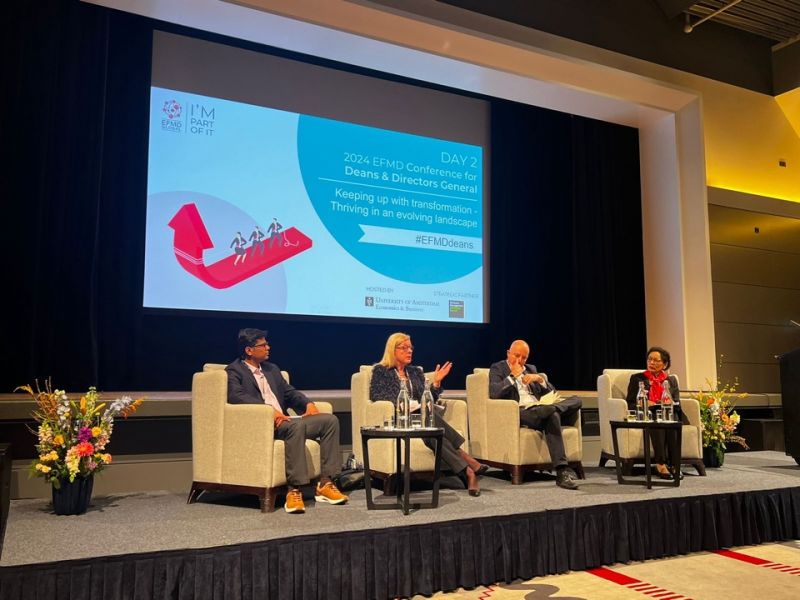 Dean and Professor of Operation, BITSoM, Dr Saravanan Kesavan, in a panel discussion at the 2024 EFMD Conference for Deans & Directors General in Amsterdam. The conference revolved around the theme: Keeping up with transformation – Thriving in an evolving landscape. It was a