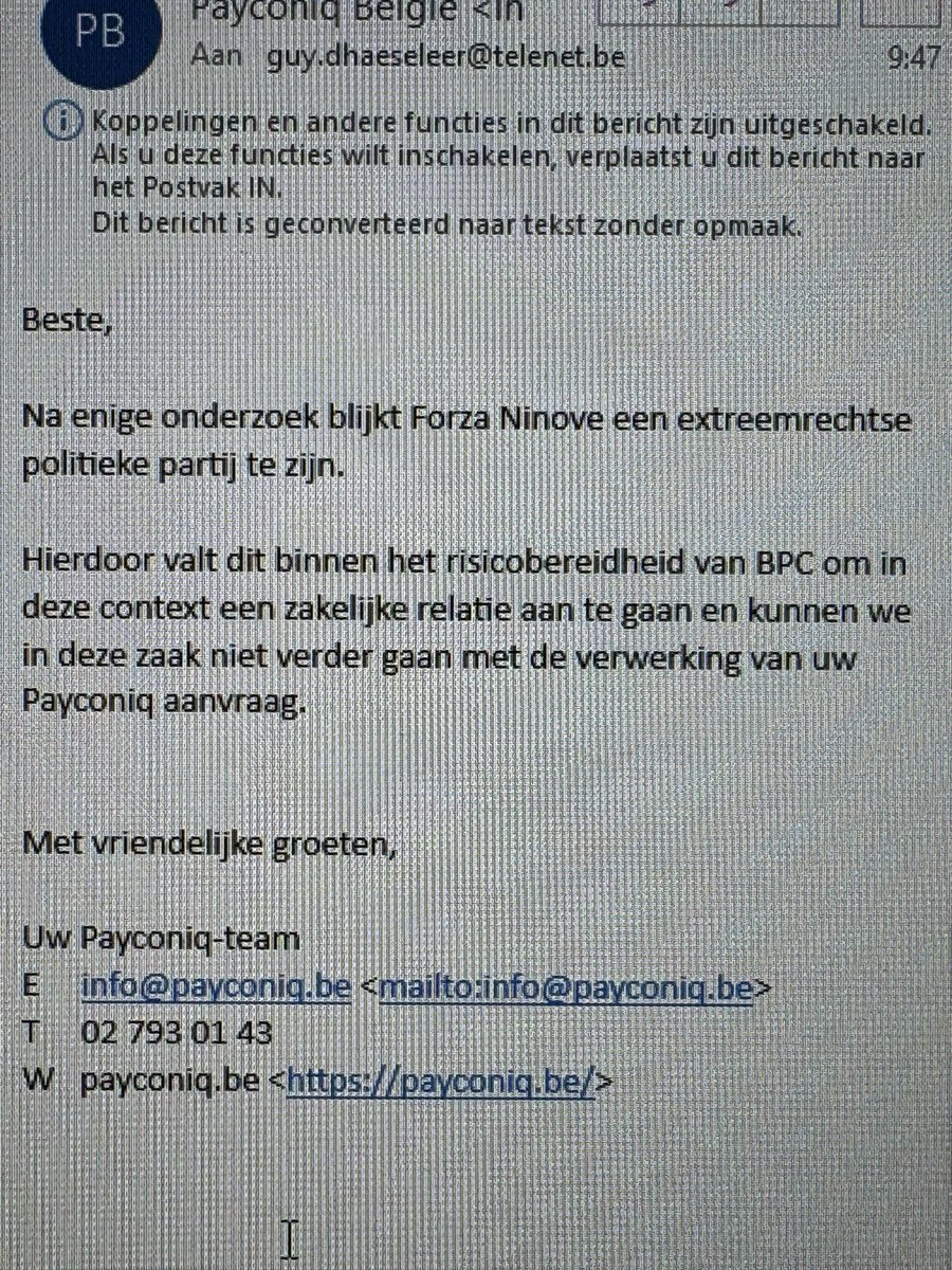 ForzaNinove's tweet photo. @BPCbelgium weigert een account aan @ForzaNinove omdat het een "extreemrechtse" partij zou zijn. Dit is pure discriminatie op basis van politieke overtuiging. https://t.co/l8D77BwGRq