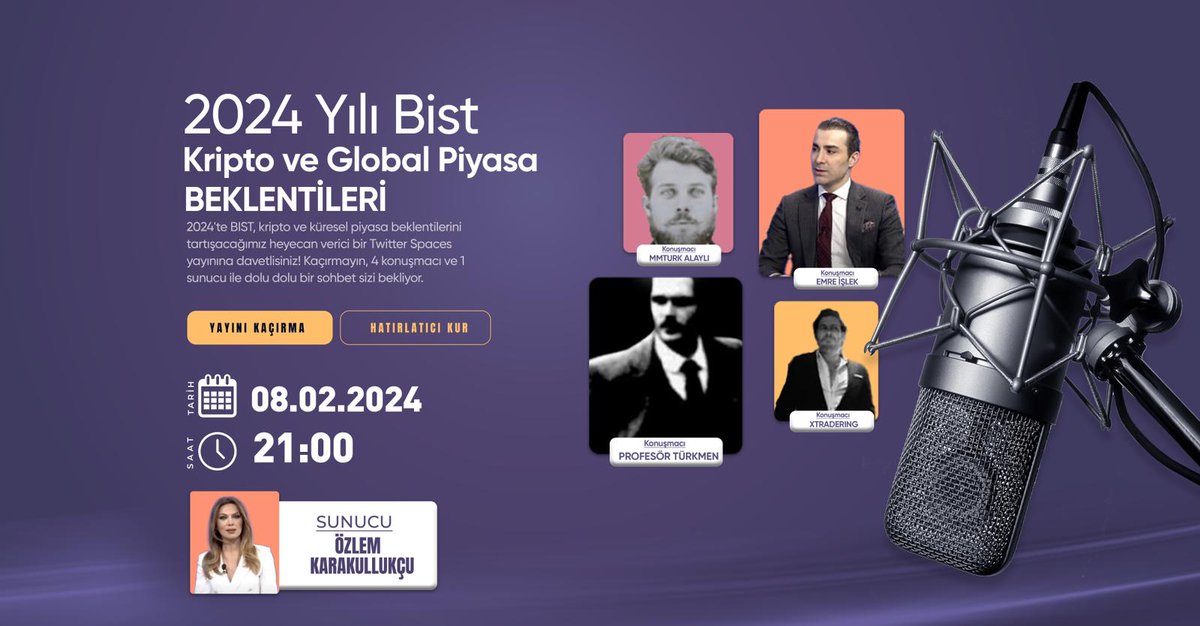 Saat 21'de MMTURK, Profesor ve Xtradering ile global piyasalar, stratejilerimiz ve  risklerden korunma yöntemlerini konuşacağız. Yayını esnasında bu twiti rt'lemiş olan dinleyicilerden 10 kişiye toplam 500 usdt ödül dağıtacağız. Takip: <a href="/Emreislek/">Emre İşlek</a> <a href="/MuratMmturk/">MMTÜRK(ALAYLI)</a> <a href="/ProfesorTurkmen/">Profesor</a>