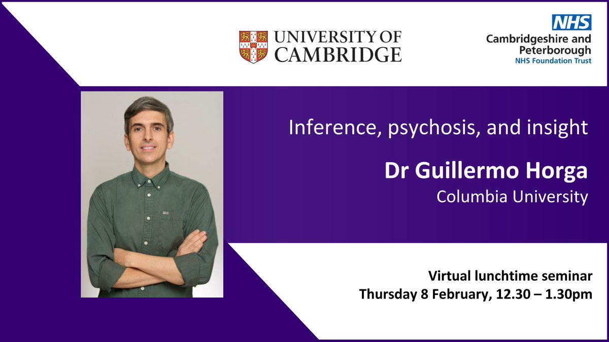 Meet Dr @GuillermoHorga @Columbia for today's talk at 12.30pm 🕧 to learn about #psychosis and how different models and approaches can help us understand psychotic symptoms. Everyone welcome to join online and ask a question about how this research can improve #MentalHealth care.