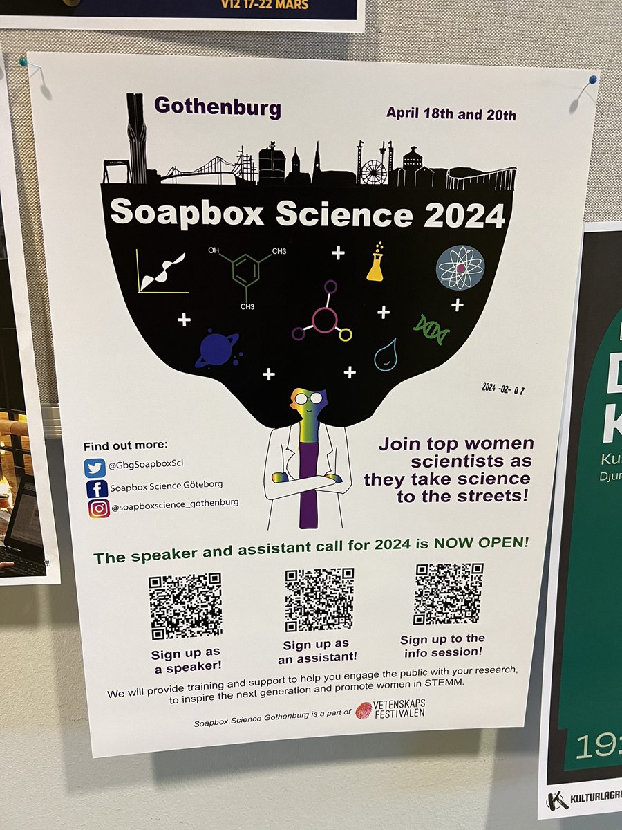 We are getting ready for the third Soapbox Science event in Gothenburg! Are you a researcher in STEMM - sign up! Help us spread the news and follow us here and on Instagram @SoapboxScience @GbgSoapboxSci