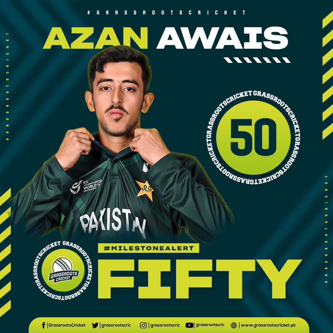 Half-century for Azan Awais! A crucial innings for Pakistan Under-19 in the semi-final 👏🏽 #U19WorldCup