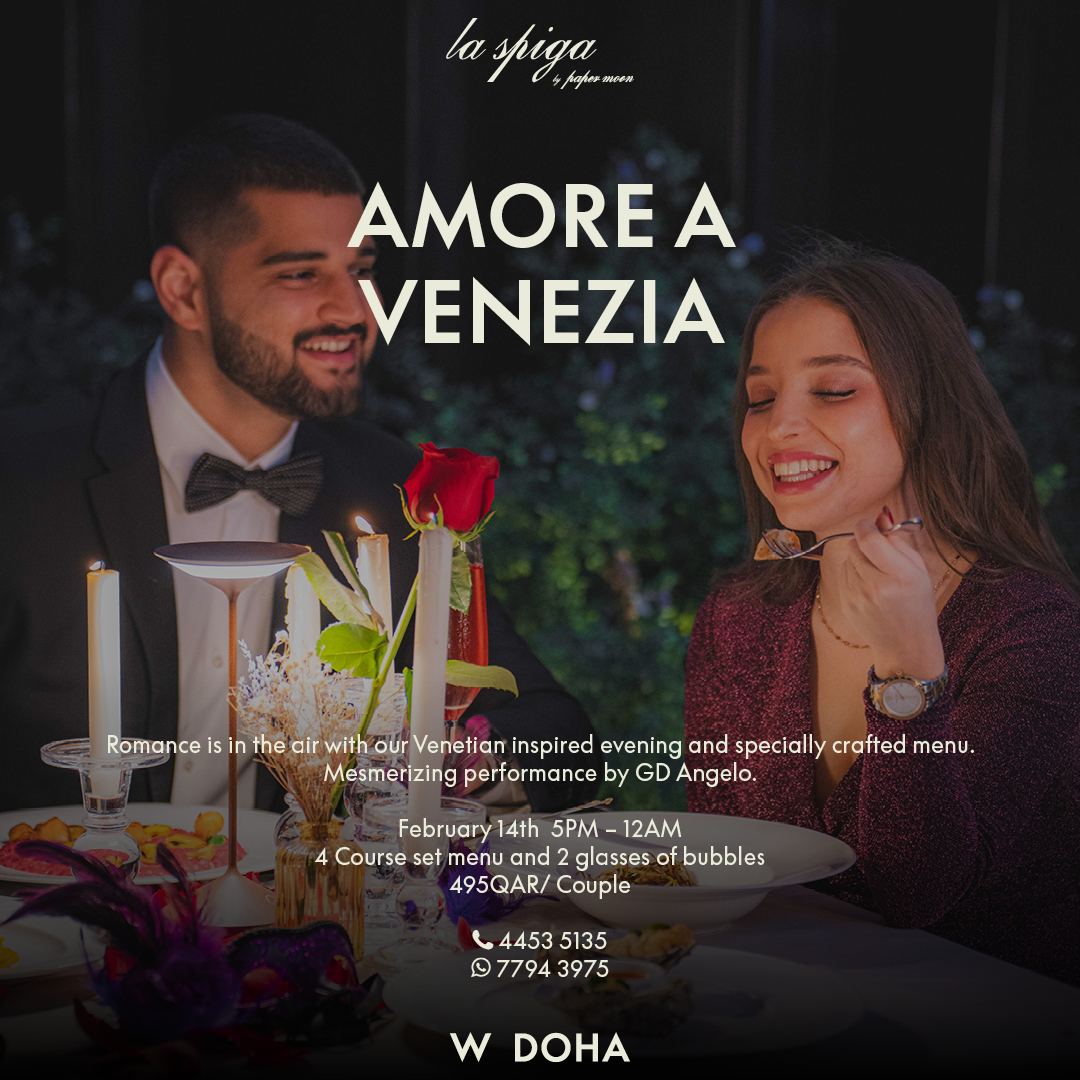 BLXQatar's tweet photo. Indulge in romance with the exclusive Valentine's Offers at W Doha! Enjoy special experiences at La Spiga by Paper Moon, Spice Market, Market by Jean-Georges, W Cafe, WAHM, and Coya. Treat your loved one to unforgettable moments this Valentine's Day! 💕
#WDoha #ValentinesOffers https://t.co/PIVG5gVFTY