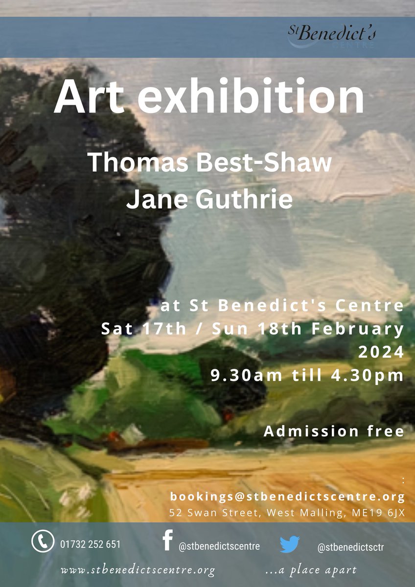 We are delighted to host an art exhibition of Thomas Best-Shaw’s new work, with mainly retrospective pieces by Jane Guthrie. No need to book, admission is free.