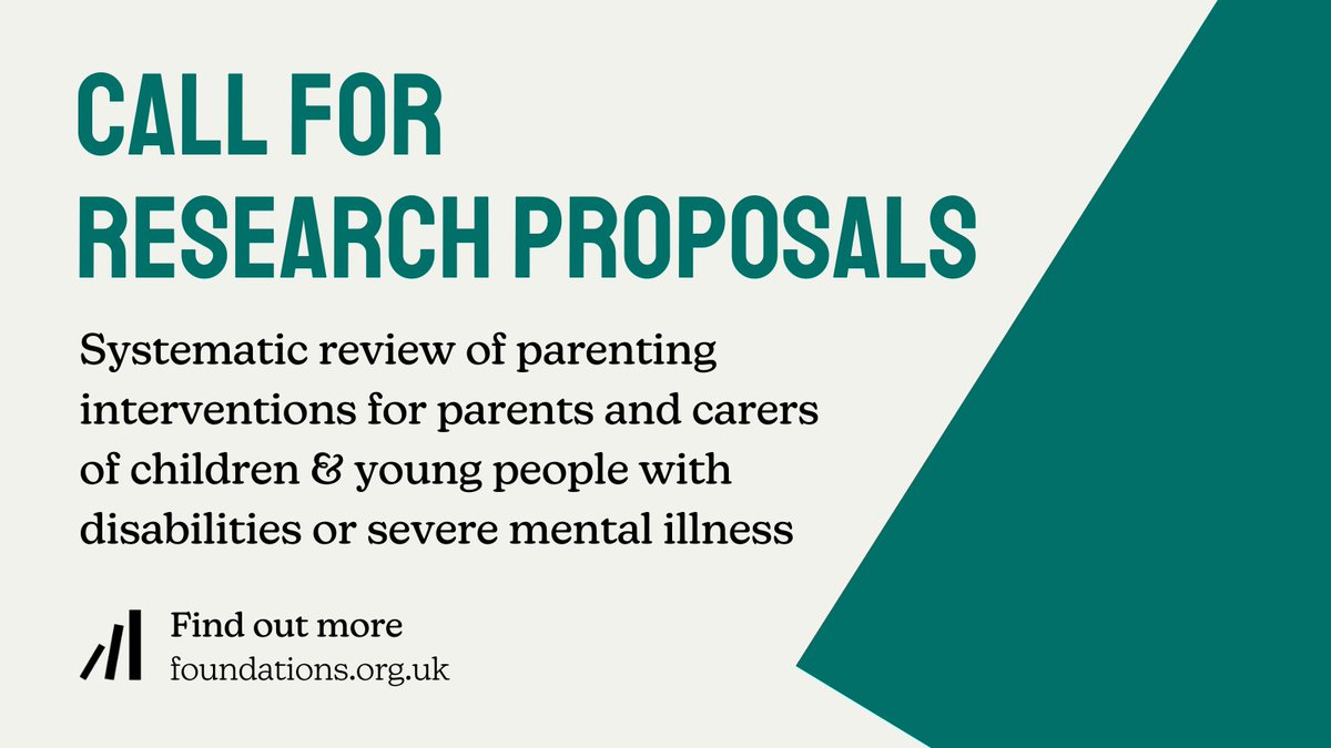 One week left to apply ⏰ we're calling for proposals to conduct a systematic review of parenting interventions for parents and carers of children & young people with disabilities and severe mental illness #ChildrensSocialCare foundations.org.uk/our-work/oppor…