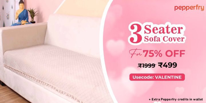 AmazingDealzIn's tweet image. 3 Seater Sofa Cover For 75% Off

Get Pepperfry sofa cover worth ₹1999 at ₹499 + Extra Pepperfry credits in wallet

📌 Use Code: VALENTINE
⏳ Valid till: 2024 Feb 08 23:59pm
😀 👉 Link: inr.deals/QYyL25

#homefurnishing #SofaCovers