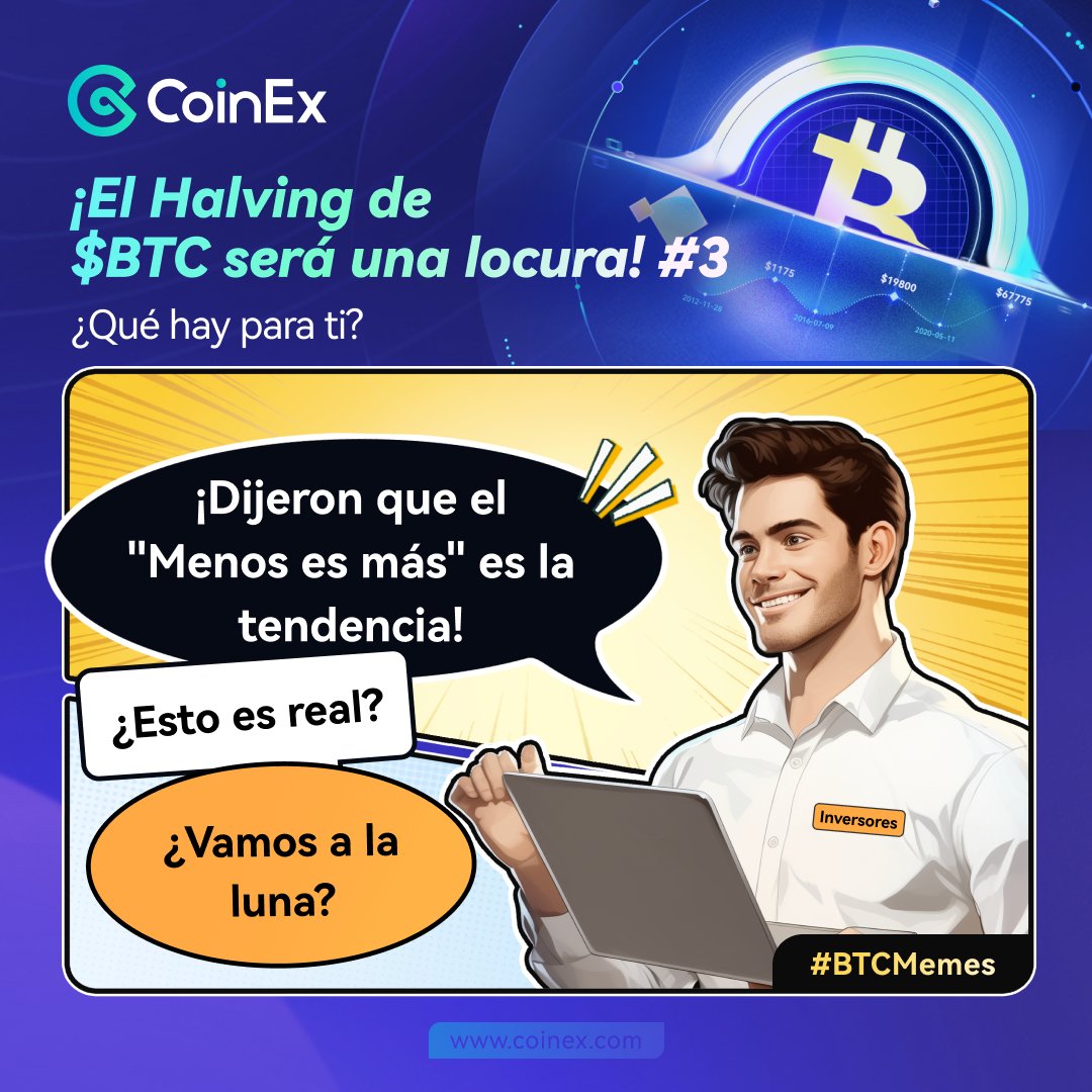 😎¿Te interesa el #BTCHalving?

 🎁¡Cuéntanos por qué para ganar $150 en $CET!

🙌Síguenos <a href="/CoinExSpanish/">CoinEx Spanish</a>
 ❤Lk+RT🔃
💬Comenta tu respuesta con #HereIsWhyCoinEx #CoinExBTC_Halving.

Los 3 comentarios con más ❤ se llevan $30 y 6 respuestas al azar ganarán $10

#MoreIsLess

🧵👇