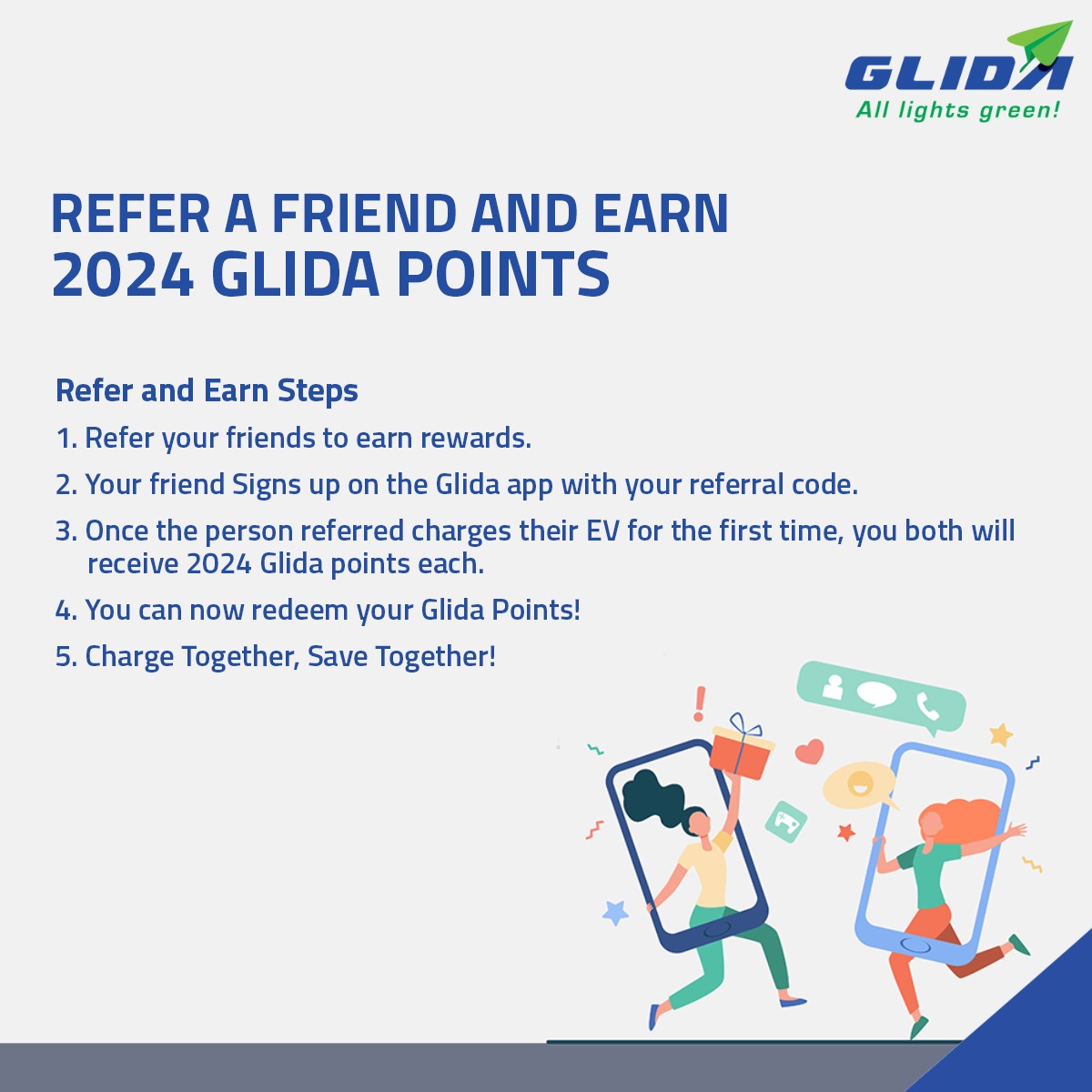 What's NEW - Launching GLIDA’s Referral Program - Refer a Friend & Earn 2024 #GLIDA Points ✨✨ 🎉🎉 Don't miss out on this opportunity to earn rewards & be part of our journey towards creating even more value for you. 🎉🎉 Refer a friend today! #AllLightsGreen #referralprogram