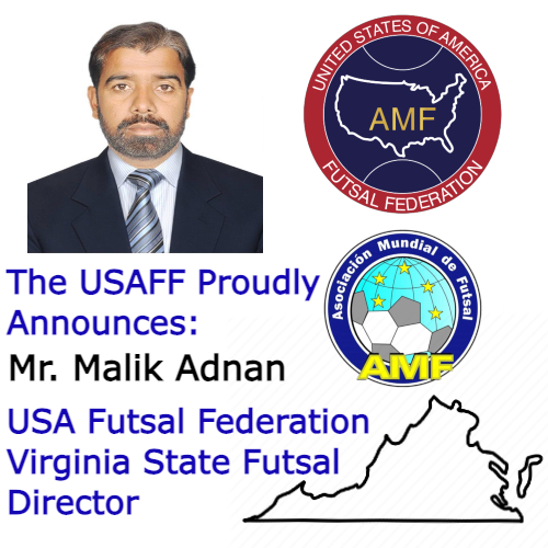 📷 Exciting Announcement 📷
We are delighted to share that Mr. Malik Adnan has been appointed as the Virginia State Futsal Director for the United States of America Futsal Federation (USAFF)! #Futsal  #USAFF