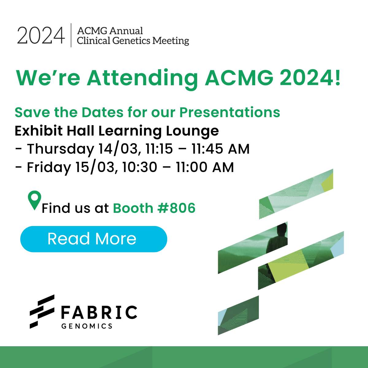 FabricGenomics's tweet image. We are attending the #ACMG2024 Annual Meeting. Visit our website to learn more about our exciting schedule of events. bit.ly/42WKABJ. Meet our team at booth #806 and learn about our $1K sample-to-report clinical WGS service.
#WGS #genomics #ACMG24