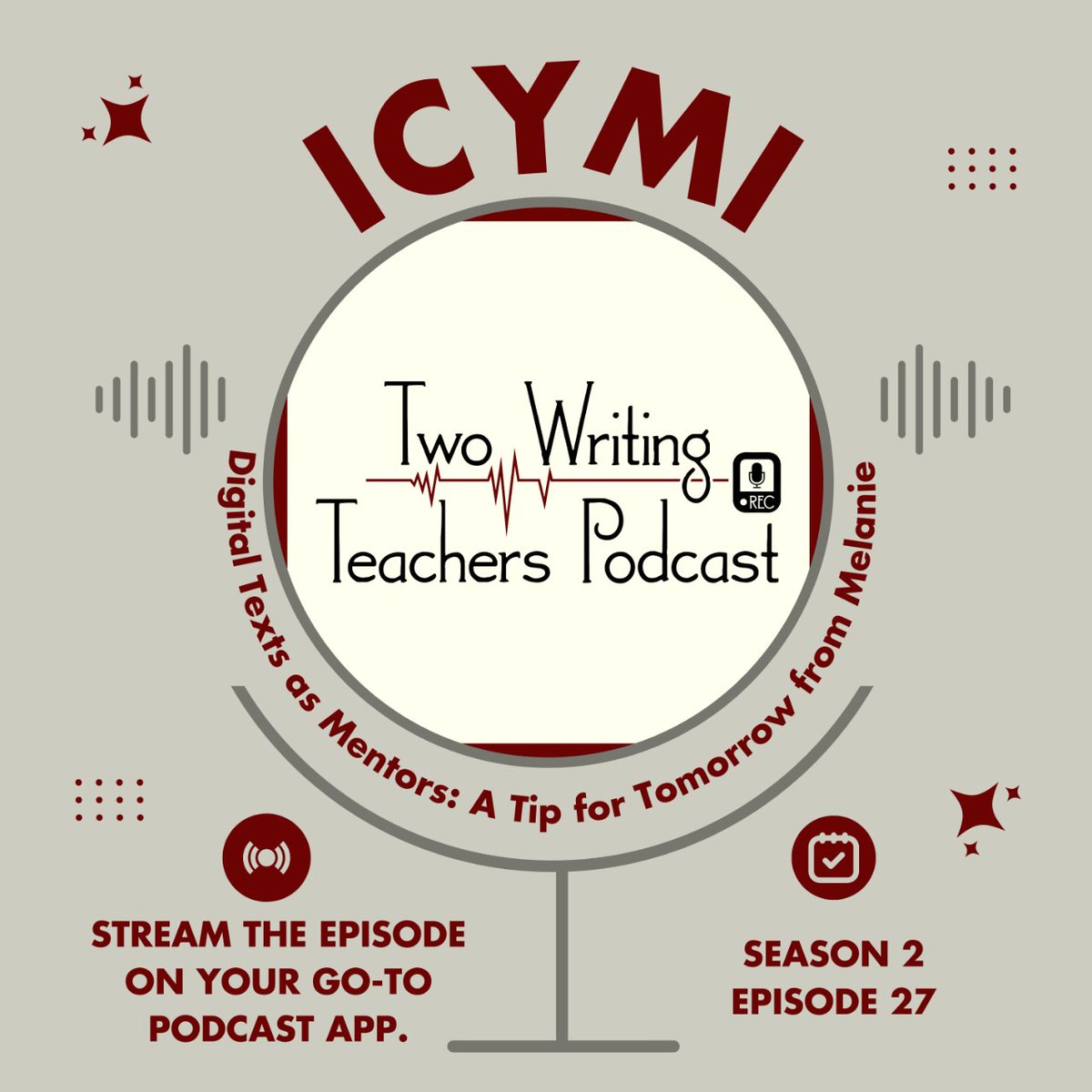 🎦In this #TWTPod Tip for Tomorrow, <a href="/MelanieMeehan1/">Melanie Meehan</a> provides three ways to use digital mentor texts. She provides insight on using videos as part of your whole-class instruction, inquiry lessons, &amp; as a goal-setting tool.
🎧Stream the episode at i.mtr.cool/cyleavmwpt