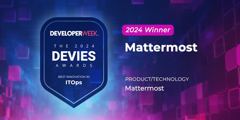 jlandells's tweet image. Mattermost wins 2024 DEVIES Award for Best Innovation in ITOps
▸ lttr.ai/APBx6
#Mattermost #SoftwareIndustryRecognized #SoftwareDevelopmentLifecycle