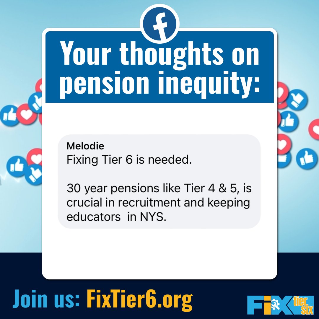 NYSUT, state legislators and – to no surprise – our members agree: it's time to #FixTier6! Educators from around the state continue to add their voice and support behind our mission for pension equity. Learn more about our fight to fix our broken system: FixTier6.org