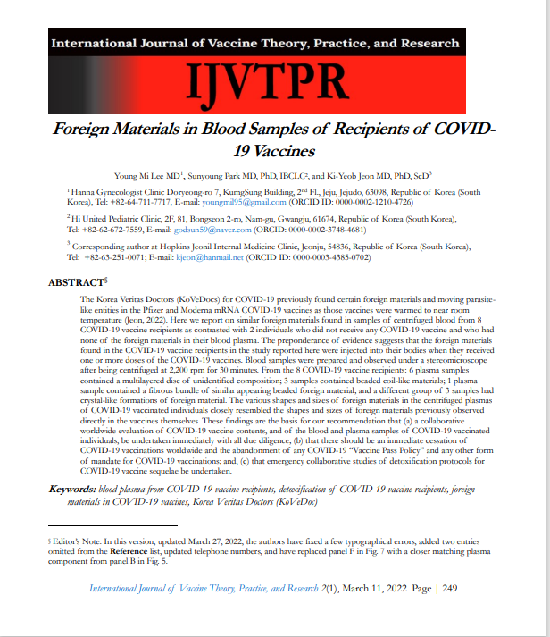 mRNAdeaths's tweet photo. Foreign Materials in Blood Samples of Recipients of COVID-19 Vaccines
https://t.co/RA73gNlIbr https://t.co/MeZ4Epebde