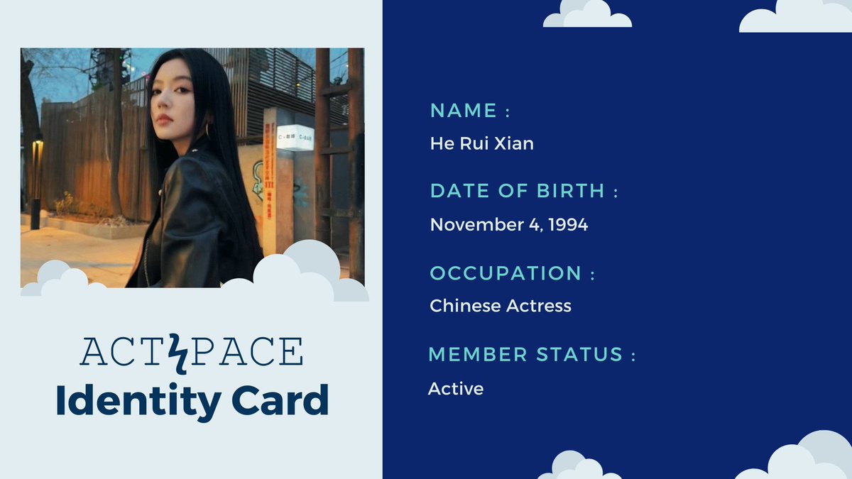 [ VERIFIED ☑️ ]   
He Rui Xian from Huanyu Film. Her Upcoming project is "As Beauty as you add"
<a href="/hruixian/">何瑞贤</a> 

Accepted as Spacer! Please obey the rules, greet our members, and get along well with other members. Enjoy your stay!