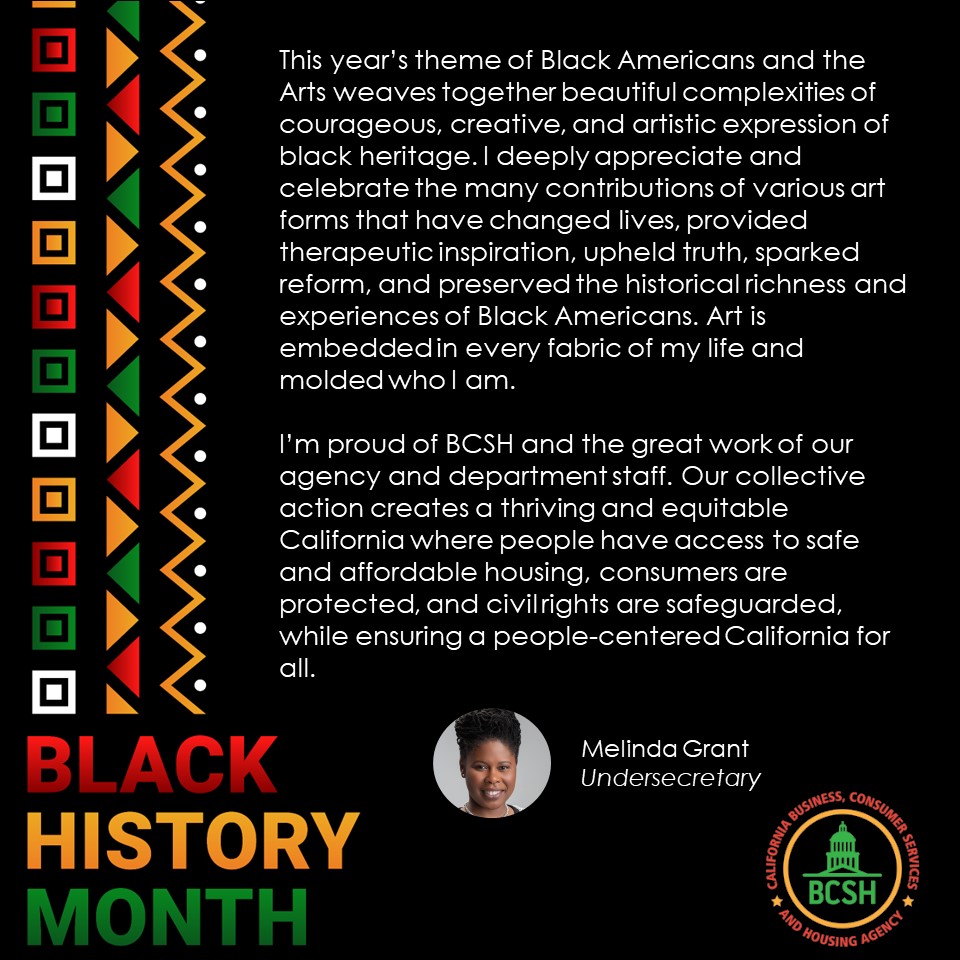 CAbcsh's tweet photo. During Black History Month, we recognize the leadership of Undersecretary Melinda Grant and her commitment to focusing on the people impacted by programs and policies.
Continue to follow @CAbcsh to learn more about the work being done across our departments to advance this effort https://t.co/mARnPUaXEs