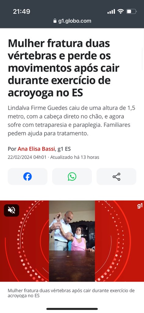 🚨 Amigos, quem puder ajudar a Lindalva, uma querida ex diretora do sindicato dos bancários do ES que teve uma fratura séria praticando yoga, deixo o link da matéria do G1 e da Vakinha: g1.globo.com/es/espirito-sa… vakinha.com.br/vaquinha/todos…