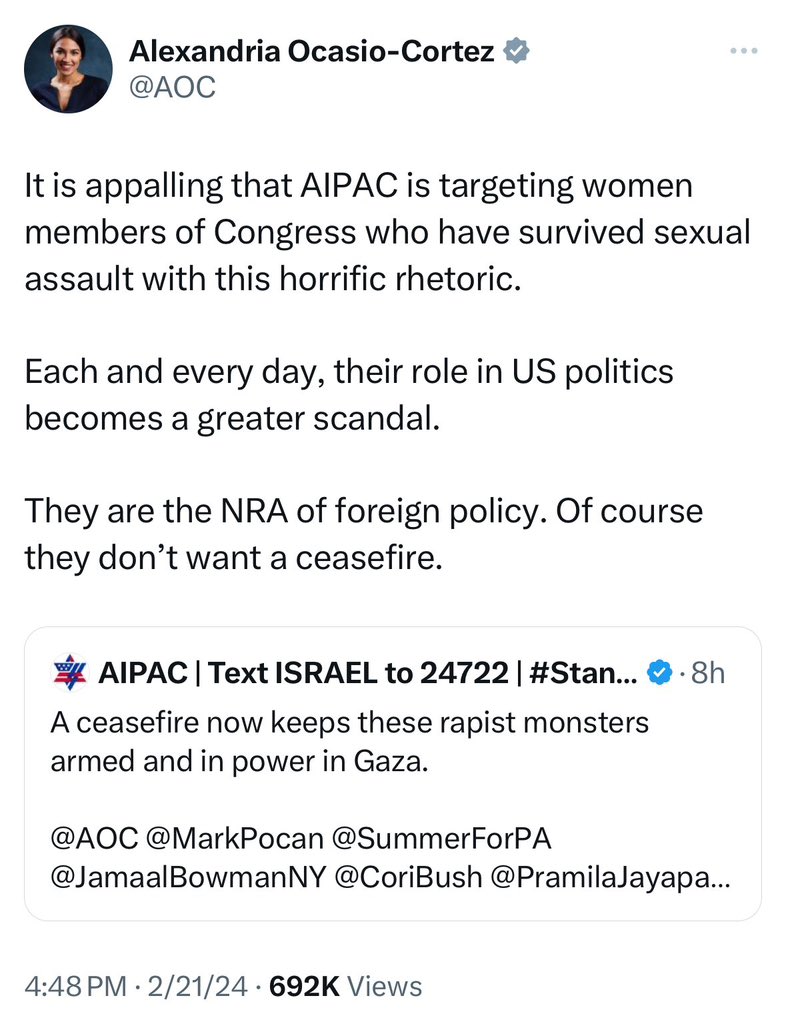 How dare you @AOC. As a Jewish person and as a father who spends his life fighting the NRA because of my daughters murder, you could not be more ignorant and wrong. You should apologize for this, and you should focus on denouncing the terrorists who are still holding hostages.