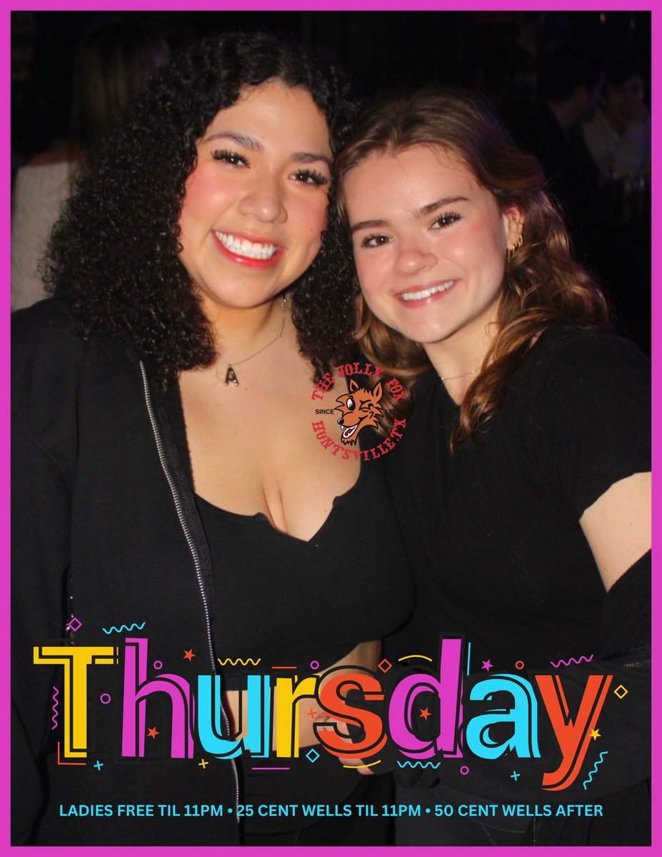 THURSDAY AT THE JOLLY FOX! 🎉
We’re throwing it down tonight and we can’t wait to see YOU there! 🤩 Wells are 25 cents before 11pm and 50 cents after! 🍻 Don’t miss out! ✨ Ladies are also free til 11pm! 🔥