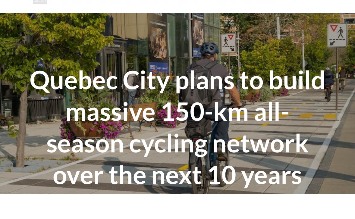 NEW: Quebec City has released plans to build a massive new 150km all-season cycling network over the next 10 years. The 14 new active mobility routes are referred to as “Vélocité corridors.” Via <a href="/MomentumMag/">Momentum Mag</a> <a href="/VeloQuebec/">Vélo Québec</a> 
momentummag.com/quebec-city-10…