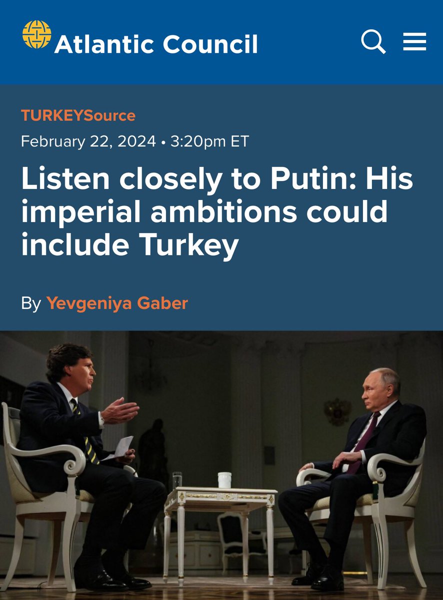 I wrote for the @AtlanticCouncil @AC_Istanbul why #Türkiye should take #Putin’s historical revisionism, imperial ambitions, and zero respect to international law and commitments very seriously. The threat is real, even though #Russia is not going to attack Turkish borders with…