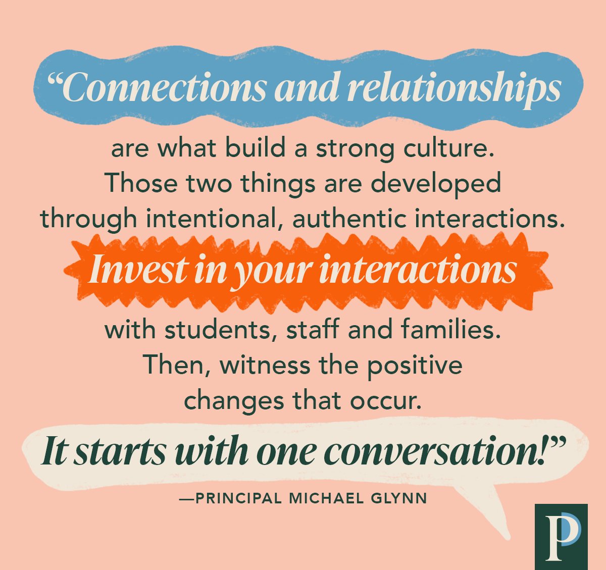 Principal Project (@principalproj) on Twitter photo One conversation could spark a schoolwide culture shift. ✨
(Inspiration via P <a href="/GlynnPrincipal/">Michael Glynn</a>) One conversation could spark a schoolwide culture shift. ✨
(Inspiration via P <a href="/GlynnPrincipal/">Michael Glynn</a>)