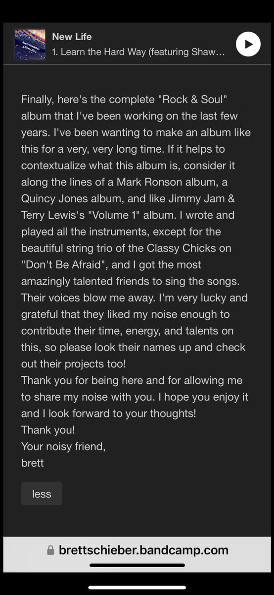 brettschieber's tweet photo. Here’s a note I wrote about my new 11 song album, “New Life”. Maybe it will help explain/contextualize what I’m doing with this. Thank you very much for your support! https://t.co/IcNjs378Js https://t.co/TcHgms0ObG