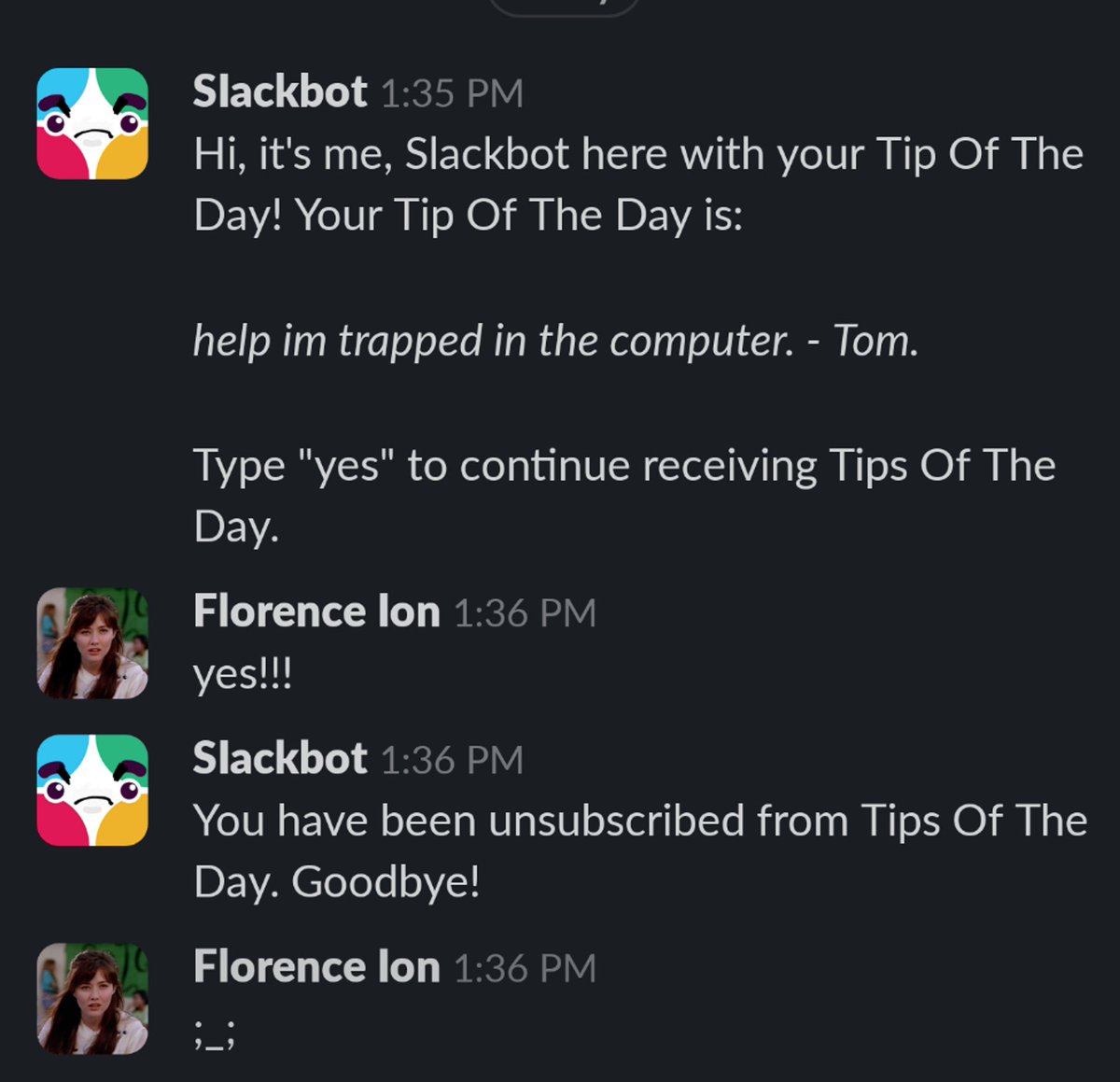 it's been long enough for me to admit publicly that when i left Gizmodo in 2022 I changed my Slack username to 'SIackbot' and G/O Media failed to detect or delete it for months