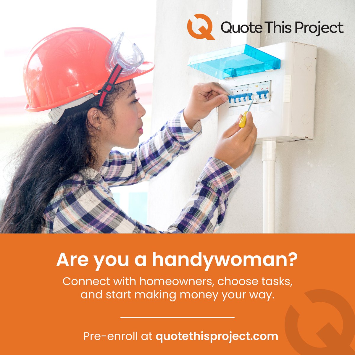 QuoteThisProj's tweet photo. Turn your fixing skills into cash! 👩‍🔧 Join Quote This Project, connect with homeowners, and earn on your terms. No fluff, just real jobs. Pre-enroll at https://t.co/VqDXdPYaSs and start earning while helping your community. Your tools, your rules! 🔧 #Handywoman #EarnMoney https://t.co/KnIosXKtzb