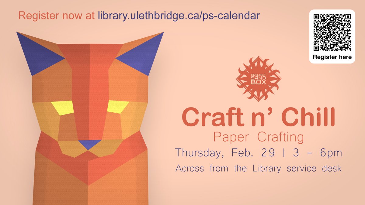 ulethlibrary's tweet image. Craft n&apos; Chill: Paper Crafting | Thursday, February 29; 3–6 p.m. | Live and in-person in the #ULethbridge Library!

Details &amp;amp; registration @ myexperience.uleth.ca/openEvents.htm…

#ULethbridge #ProjectSandbox