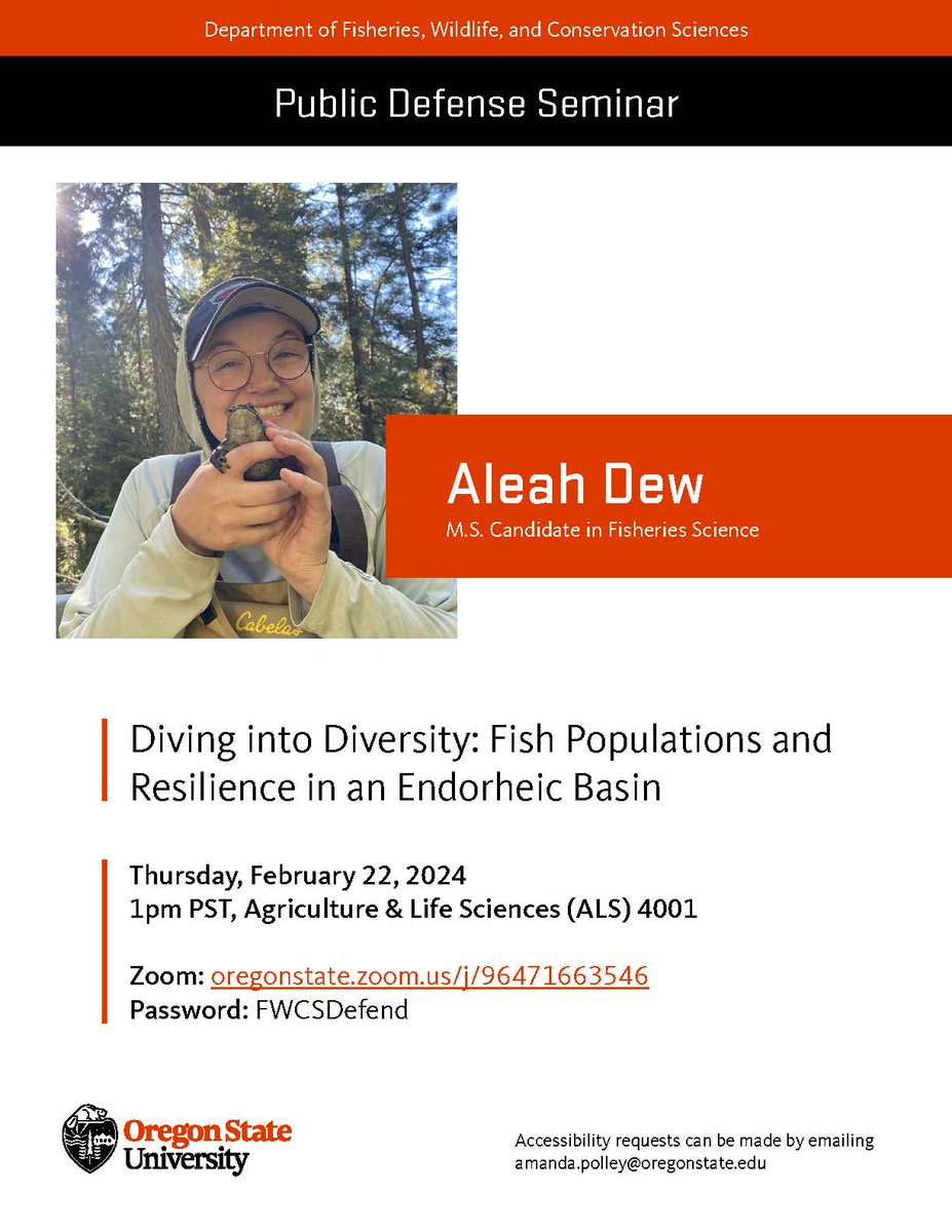 HatfieldStudent's tweet photo. Please ioin us this afternoon for Aleah Dew's defense seminar!
Title: Diving into Diversity: Fish Populations and Resilience in an Endorheic Basin https://t.co/noeak0oW3T