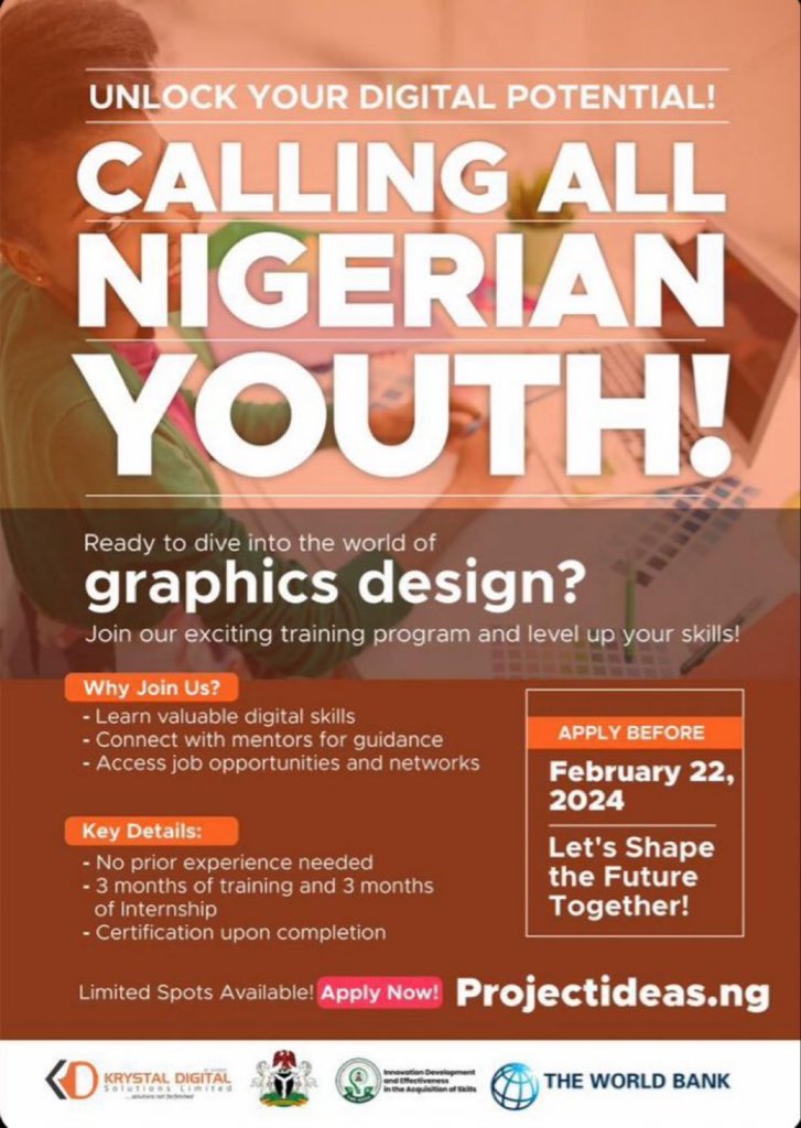 Hello to all soon to be designers, With our help, expand your knowledge in graphics design and advance your career, Apply now, projectideas.ng
@krystalDigital
#KrystalsGraphicsDesign