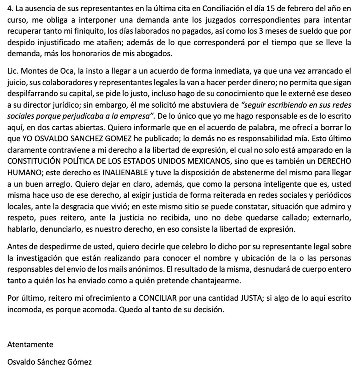 <a href="/DifusionC_mx/">GDC Difusión Científica</a> <a href="/GNPSeguros/">GNP Seguros</a> <a href="/oscarrosado61/">Oscar Rosado Jiménez</a> <a href="/CondusefMX/">CONDUSEF</a> <a href="/PROFEDET/">Procuraduría Federal de la Defensa del Trabajo</a> <a href="/Tu_IMSS/">IMSS </a> <a href="/SEGOB_mx/">Gobernación</a> <a href="/SRE_mx/">Relaciones Exteriores</a> <a href="/EmbaMexEcu/">EmbaMexEcuador</a> <a href="/PROFEDET/">Procuraduría Federal de la Defensa del Trabajo</a> <a href="/Tu_IMSS/">IMSS </a> <a href="/SEGOB_mx/">Gobernación</a> <a href="/SRE_mx/">Relaciones Exteriores</a> <a href="/EmbaMexEcu/">EmbaMexEcuador</a> <a href="/DifusionC_mx/">GDC Difusión Científica</a> Esta es la segunda carta abierta dirigida hacia la Lic. Norma Montes de Oca Con todo respeto no se trata de ganar o perder se trata de ser justos Ustedes me liquidan conforma derecho vía una negociación y todos en paz