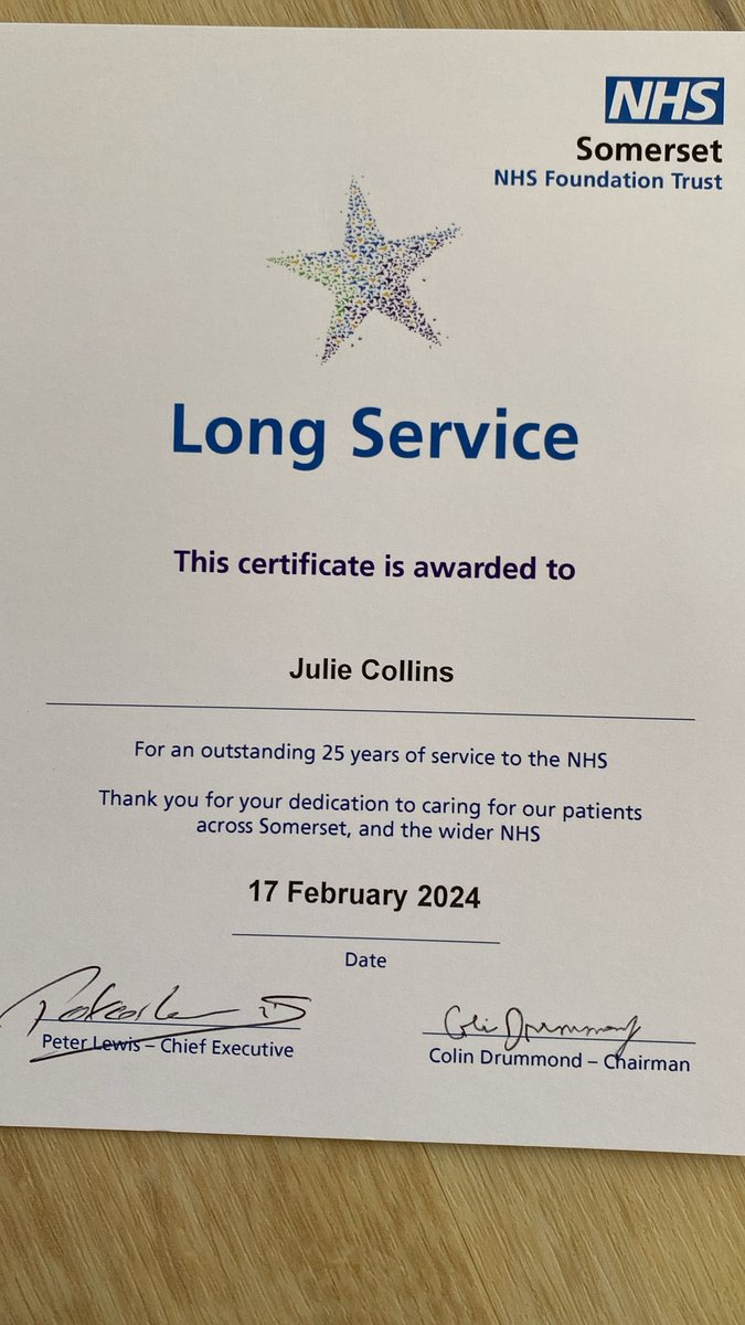 Another fantastic achievement for our Julie Collins! 25 years service for the trust! How lucky we are to have such an experienced, kind, and dedicated nurse with us at SNRC!  
Congratulations Julie and thank you for your service! ❤️ 💊💉🏥