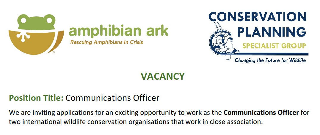 Amphibian Ark is looking for a communications officer. This is a full-time, fully remote position. Contact office@cpsg.org for more information.