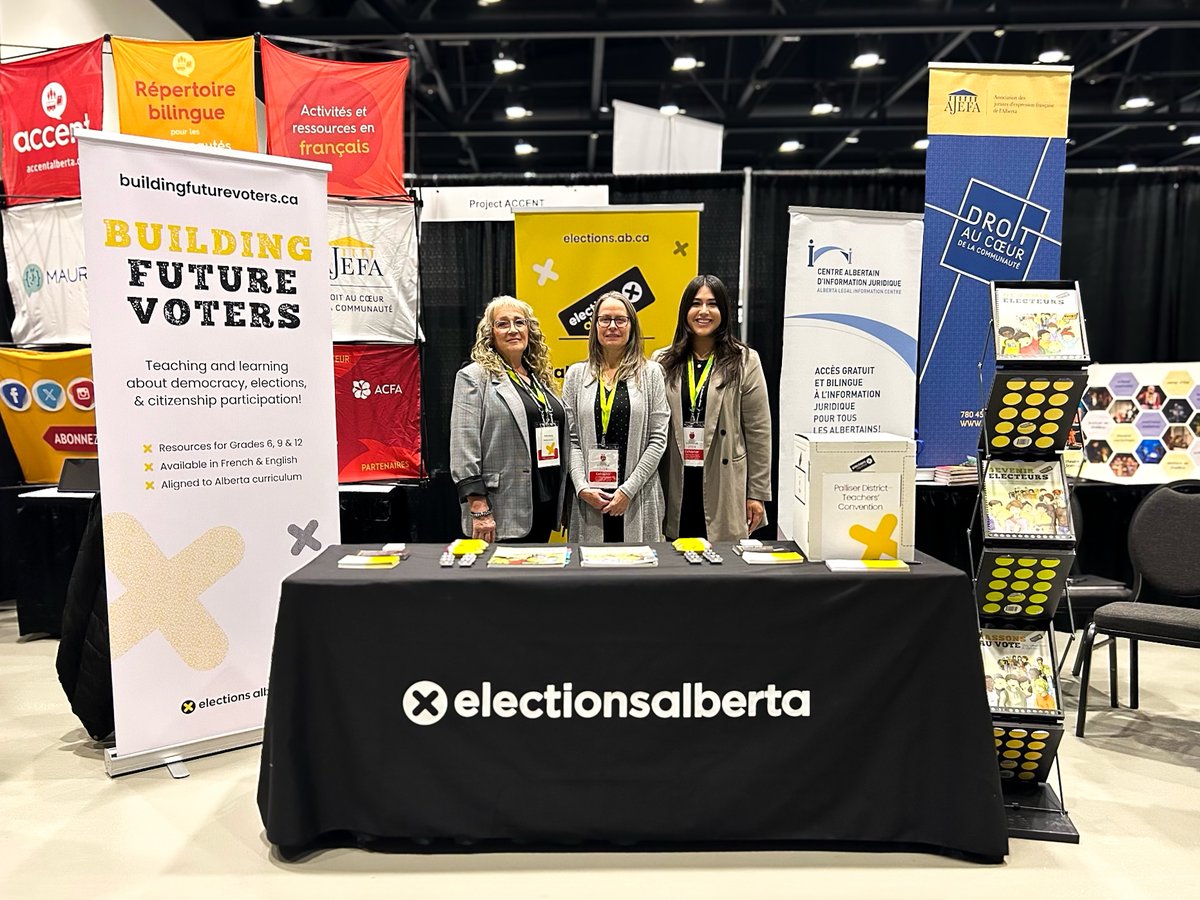 Visit Elections Alberta at the Central Alberta and Palliser District Teachers' Conventions February 22 and 23 to discover free education and outreach resources! Go to elections.ab.ca/education/ for more details. ✏️ #ElectionsAB #BFVAB