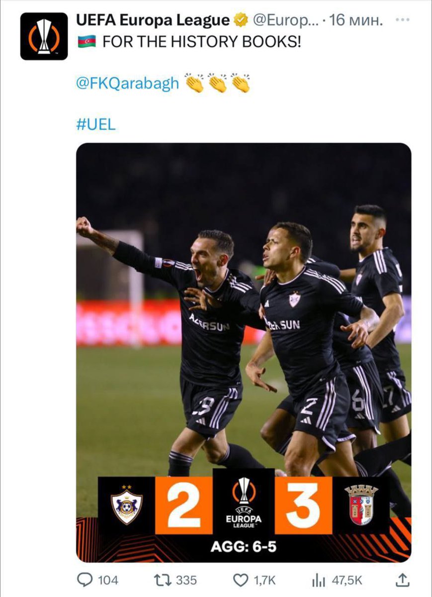 UlkaM12's tweet photo. Fantastic boys 🖤 @FKQarabagh Proud of you, Guys Thanks for incredible performance and thanks to fans for dedication to the team 🩵 Historical moments for all of us https://t.co/aU5zSGbP8E