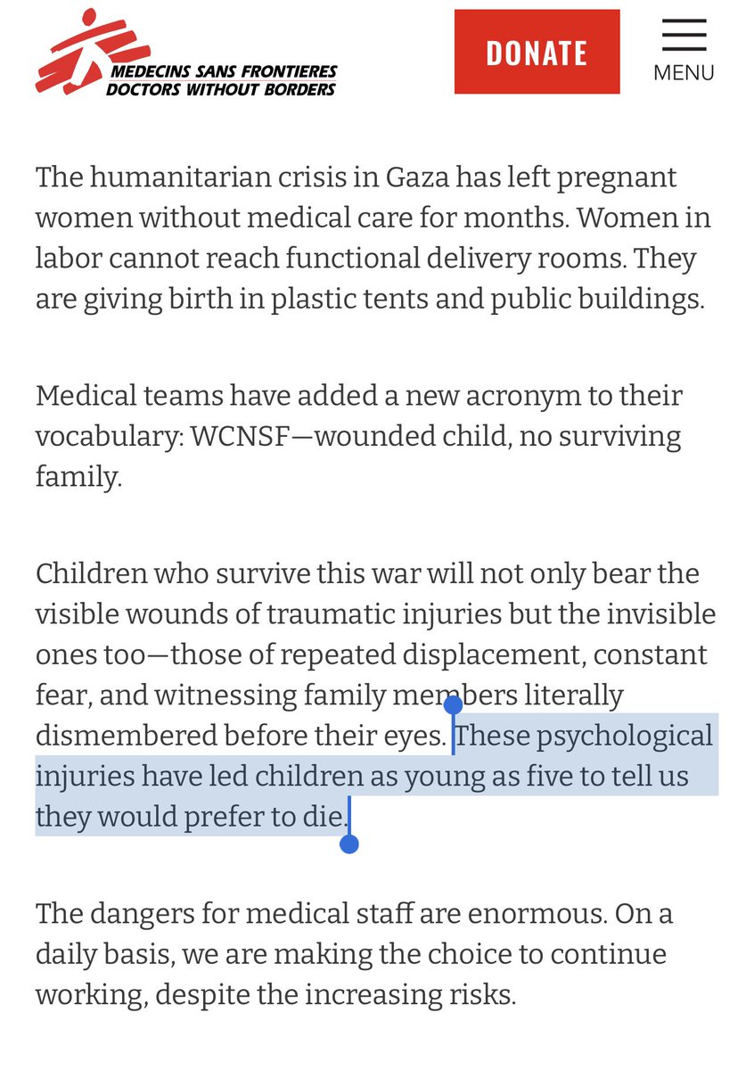 Doctors Without Borders says children as young as 5 in Gaza have told them they want to die