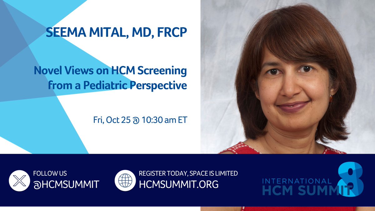 Excited to have @seema_mital back for #HCMSummit8! Join us in Boston this October to hear her discuss, 'Novel Views on HCM Screening from a Pediatric Perspective.' Tickets at hcmsummit.org. #hearthealthmonth #americanheartmonth #womenincardiology #cardiotwitter