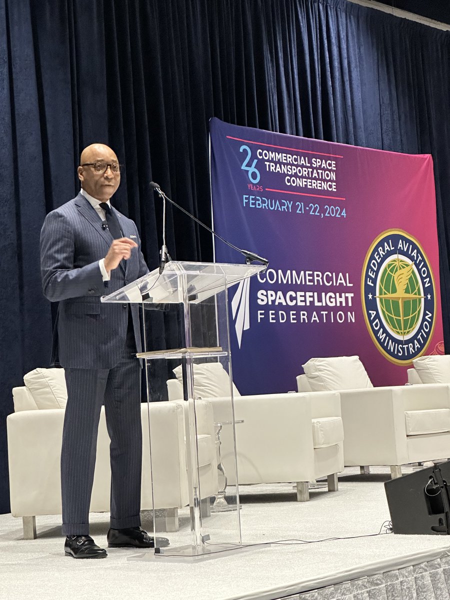 'As the global leaders in space, we must model how space activities should be conducted responsibly, peacefully and sustainably to inspire the next generation.' – Kelvin Coleman, Commercial Space Transportation Associate Administrator. #CST2024 remarks: bit.ly/3SNyoyC.