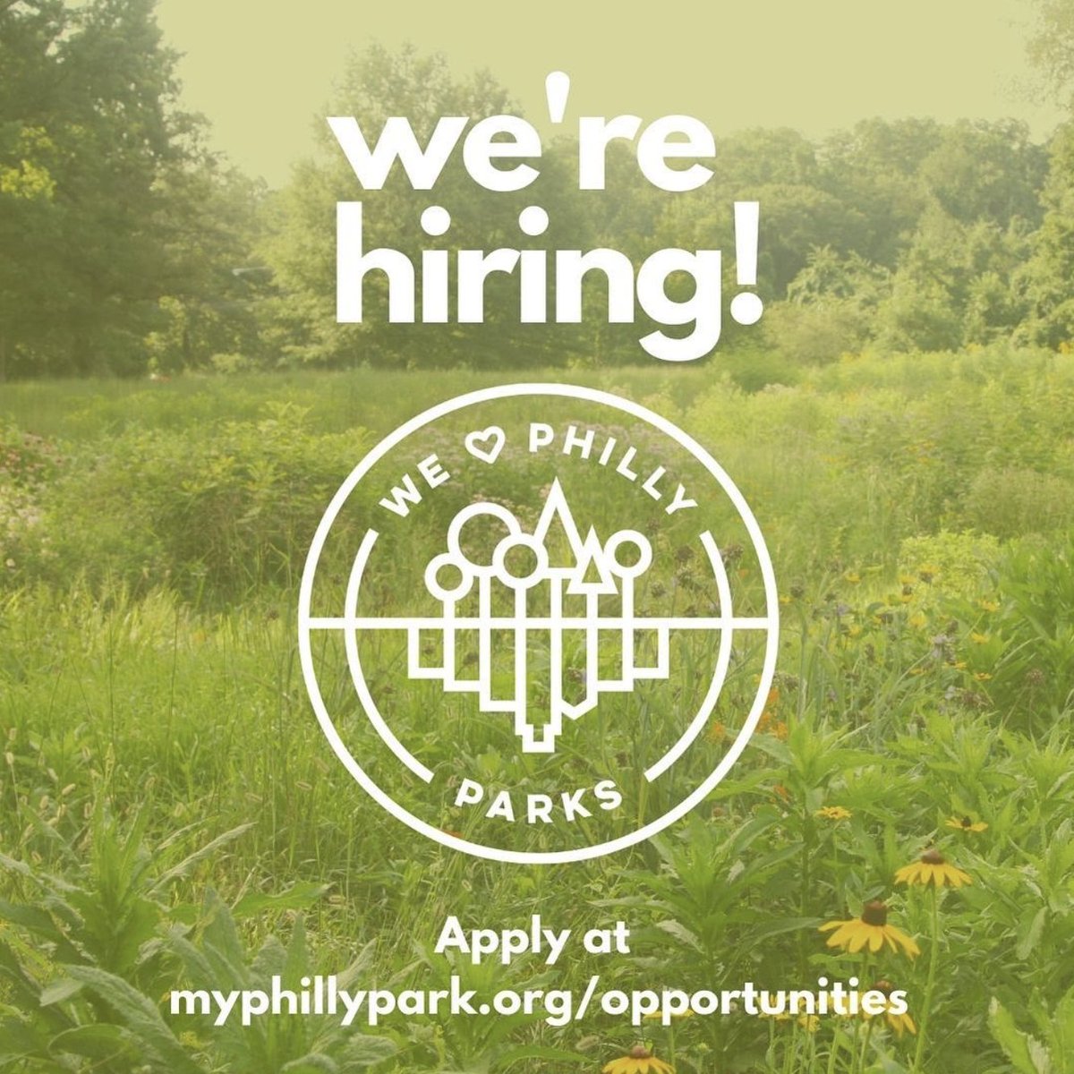 Reminder: We're still accepting applications for four different opportunities to work with our team: a Capital Projects Manager, a Natural Lands Field Coordinator, a Park Program Leader, and a Request for Proposals: FDR Park Boating Events. Visit myphillypark.org/opportunities to apply!